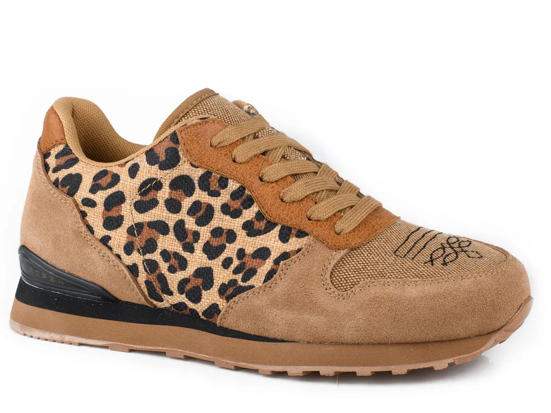 Womens Tan Cow Suede And Leopard Canvas 3539