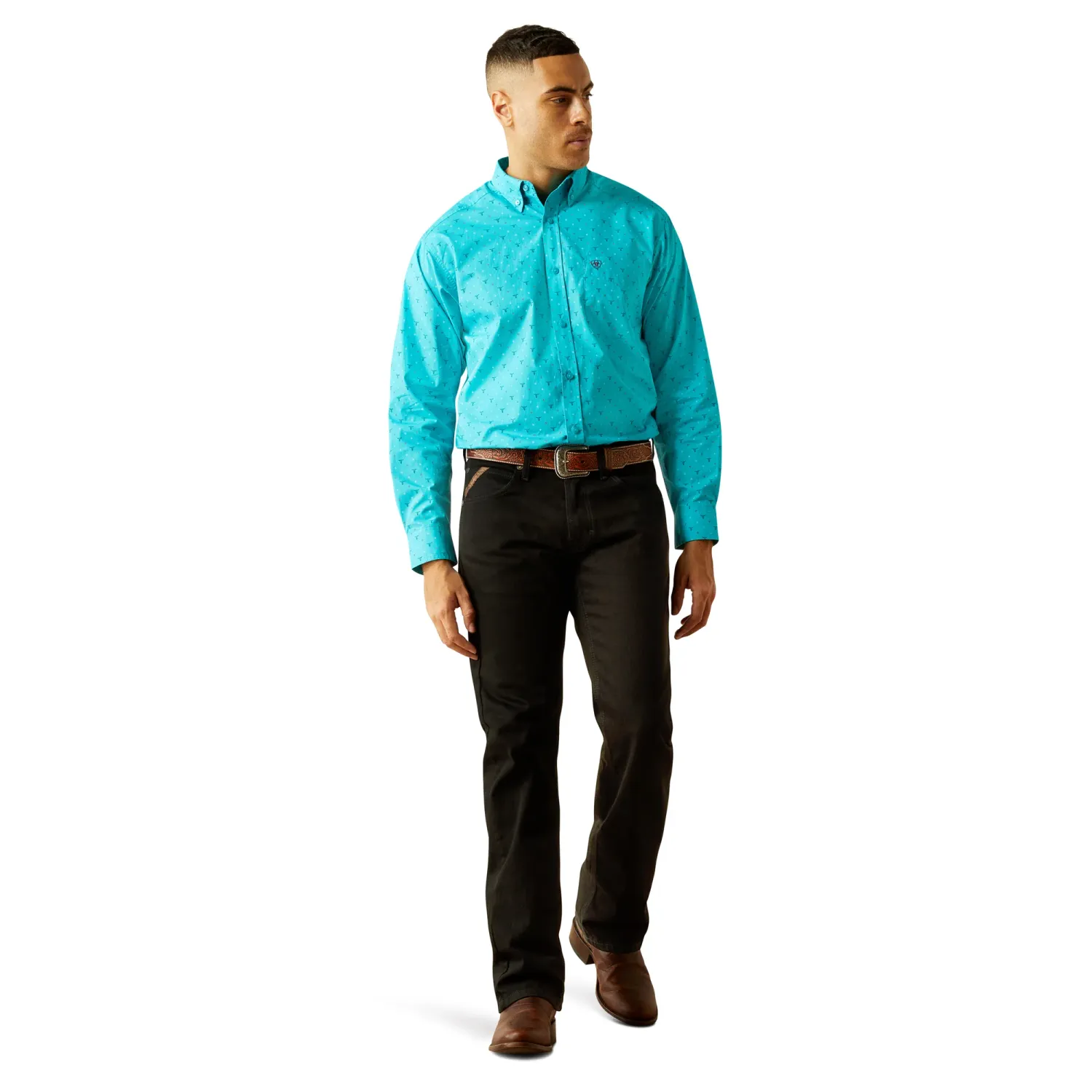 Men's Ariat Willke Classic Fit Turquoise Button Down Shirt 10058762