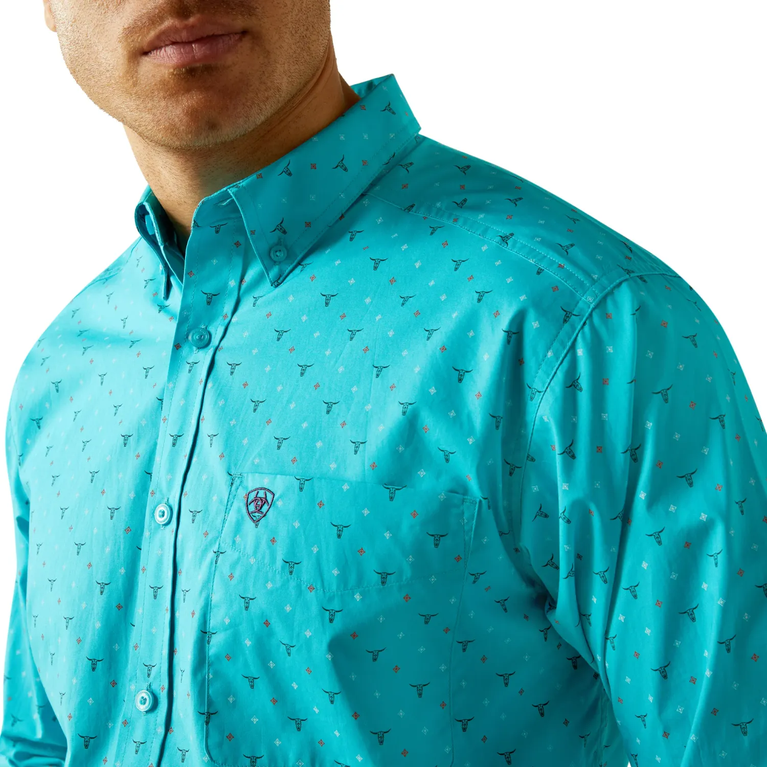 Men's Ariat Willke Classic Fit Turquoise Button Down Shirt 10058762