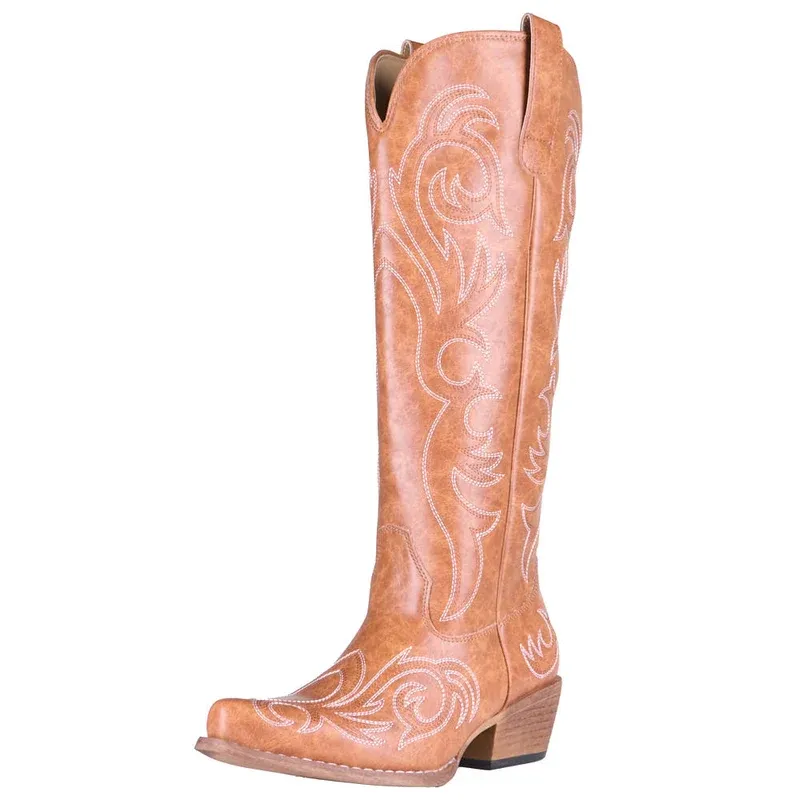 Roper Footwear Women's Faux Leather Tan Vamp 16in  3797