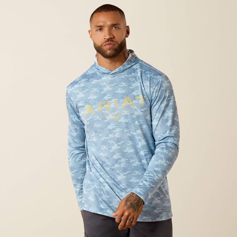 Men's Rebar Sunblocker Printed Craft Hooded Long Sleeve T-Shirt 10071658