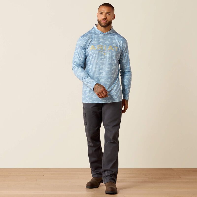 Men's Rebar Sunblocker Printed Craft Hooded Long Sleeve T-Shirt 10071658