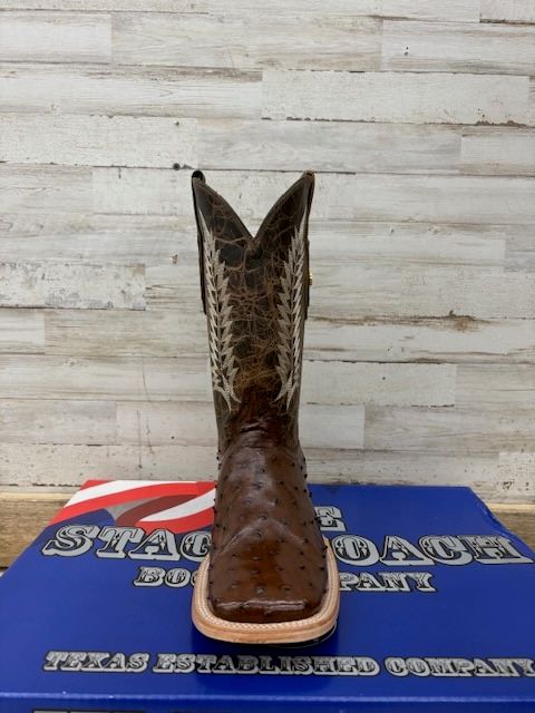Men's Stage Coach Boot Ostrich Umber Brucciato
