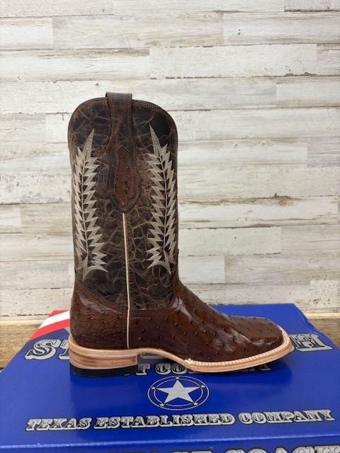 Men's Stage Coach Boot Ostrich Umber Brucciato