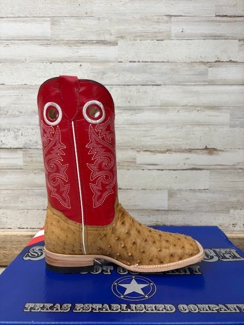 Men's Stage Coach Boot Ostrich Tabaco