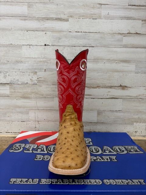 Men's Stage Coach Boot Ostrich Tabaco