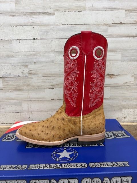 Men's Stage Coach Boot Ostrich Tabaco