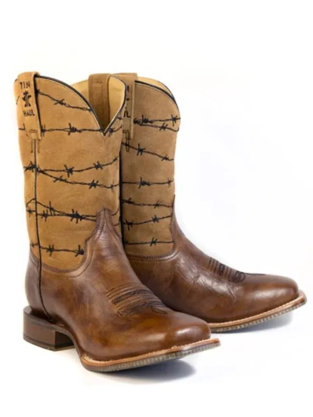 Tin Haul Men's Wirelash Barbed Wire Square Toe Boots 5086