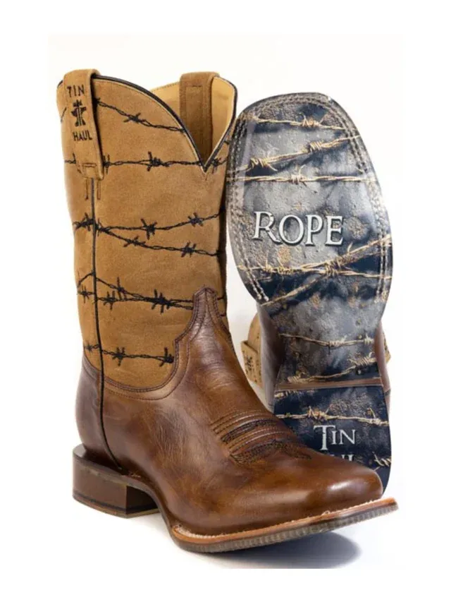 Tin Haul Men's Wirelash Barbed Wire Square Toe Boots 5086