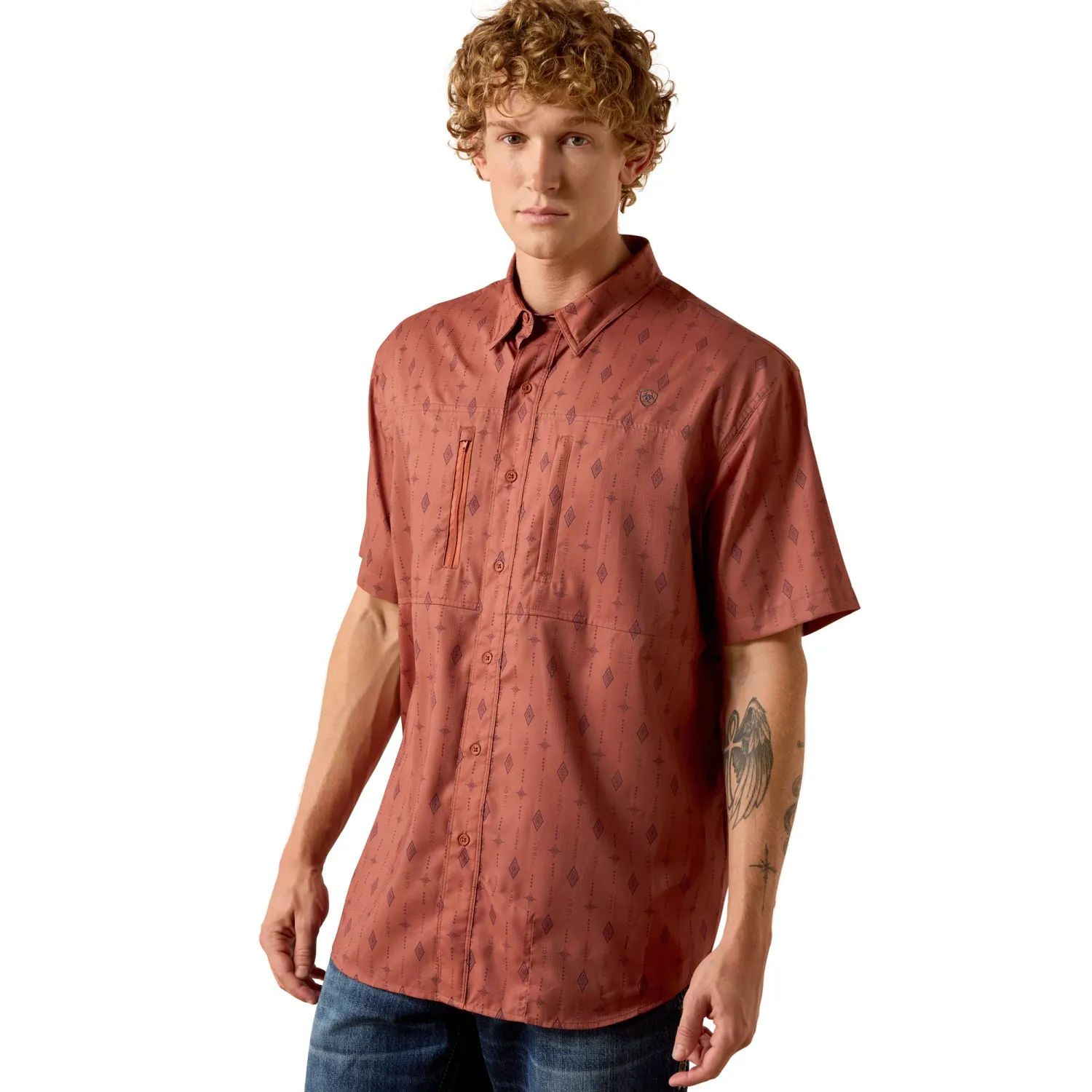 Ariat Men's VentTEK Copper Brown Printed Button Down Shirt 10073430