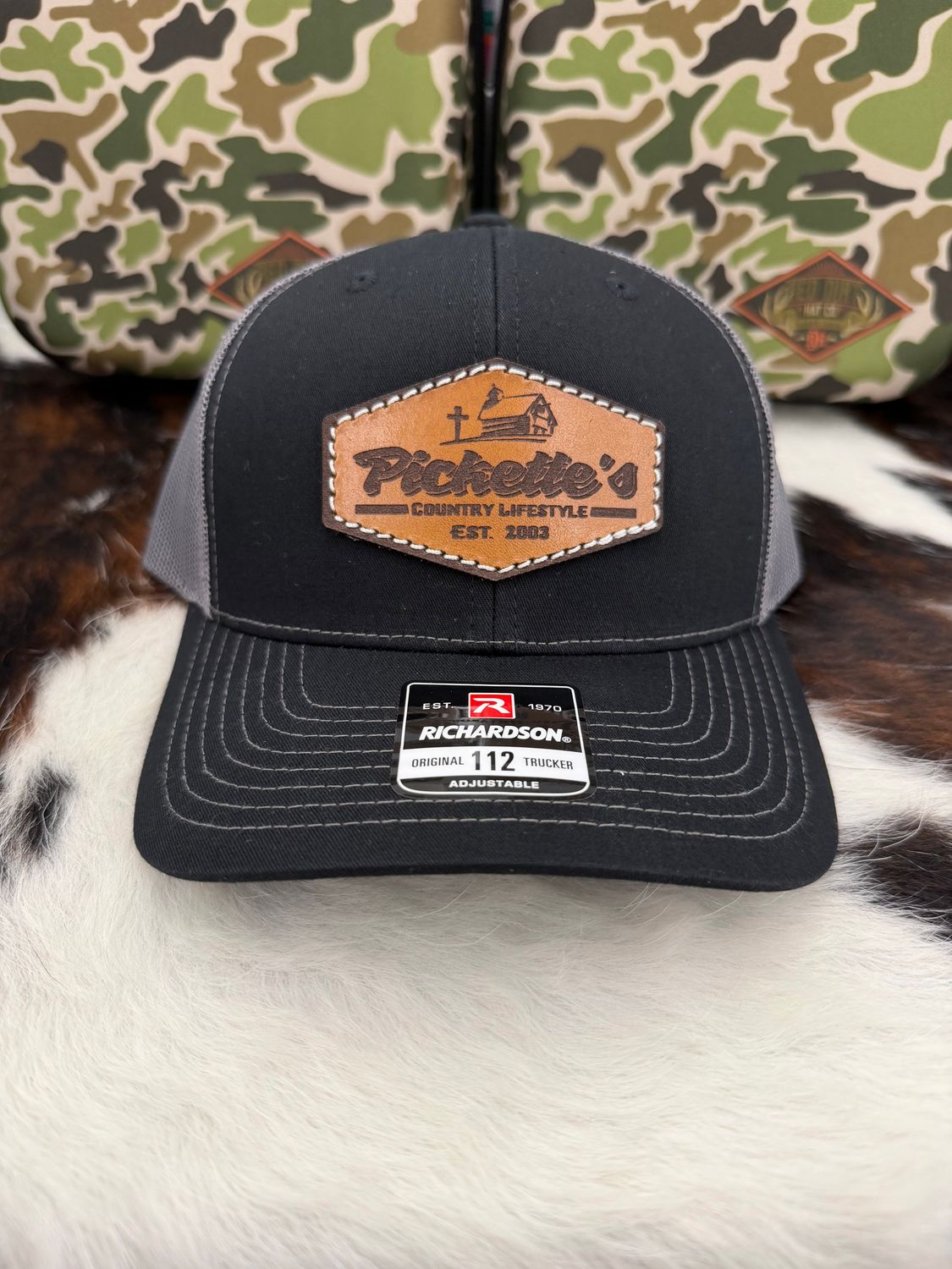 Pickette's Richardson 112 Hat Leather Patch 2 Black/Grey