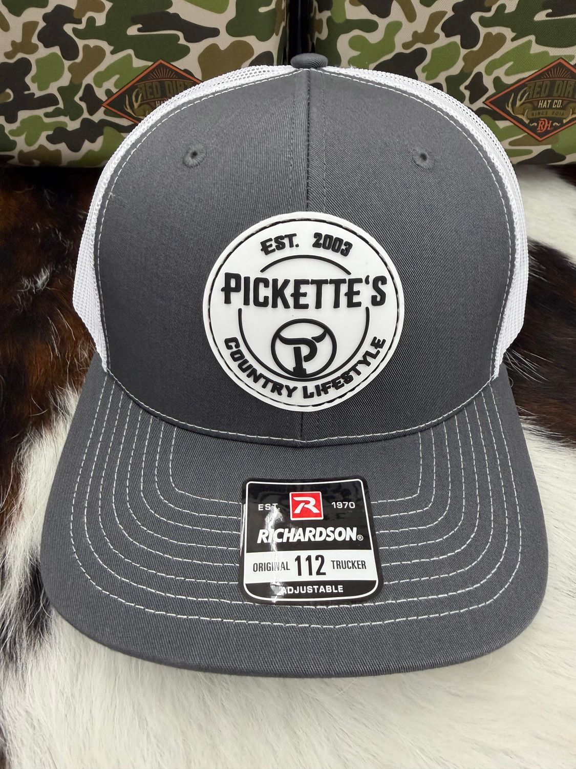Pickette's Richardson 112 Hat Rubber Patch 2 Grey/White