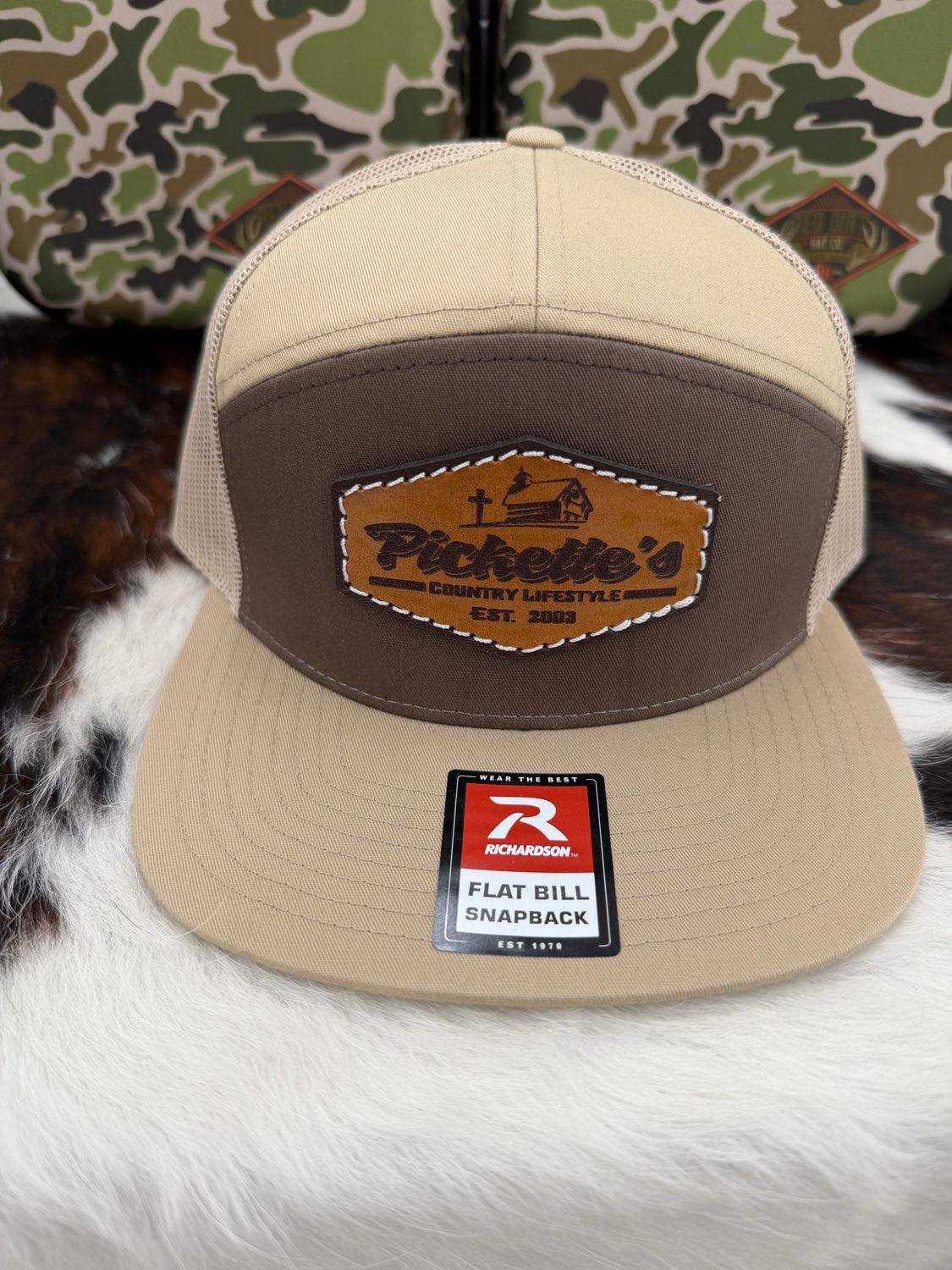 Pickette's Richardson 7 Panel Hat Leather Patch 2 Brown