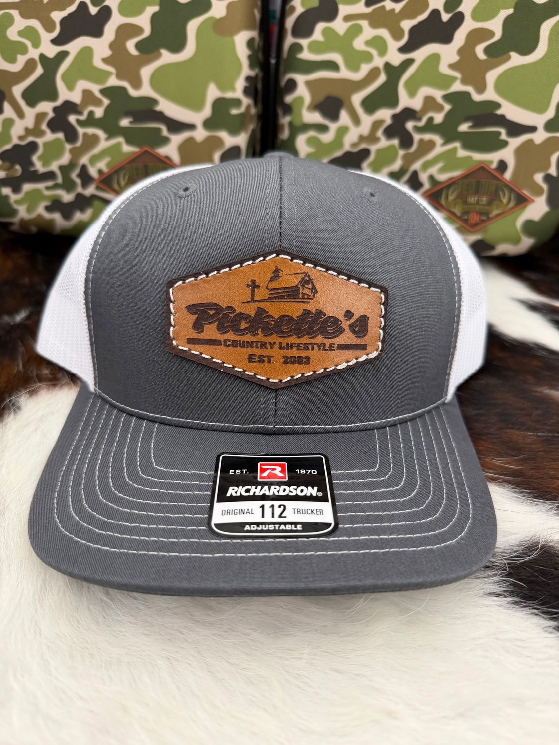 Pickette's Richardson 112 Hat Leather Patch 2 Grey/White
