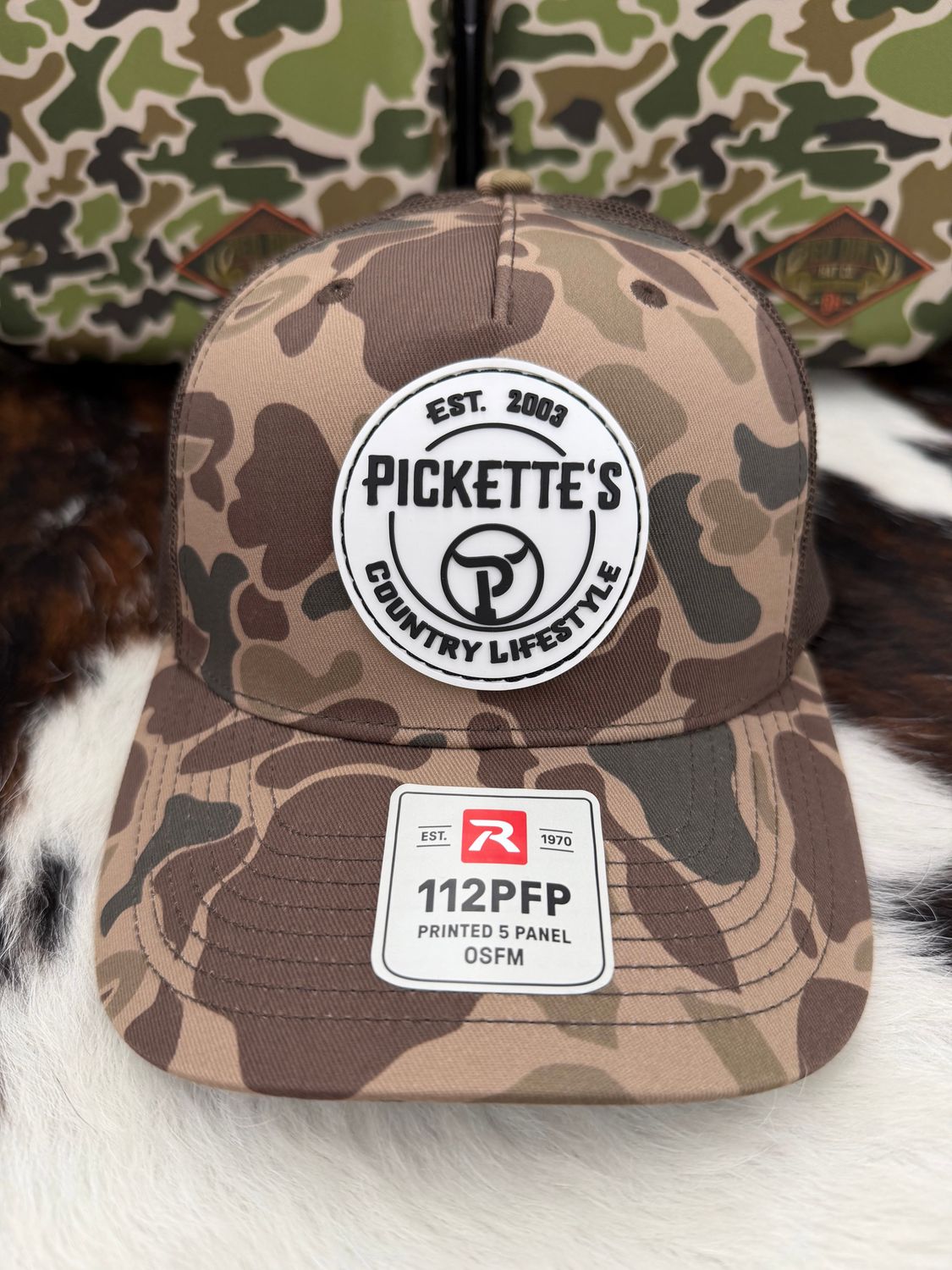 Pickette's Richardson 112 Hat Rubber Patch 2 Bark Camo