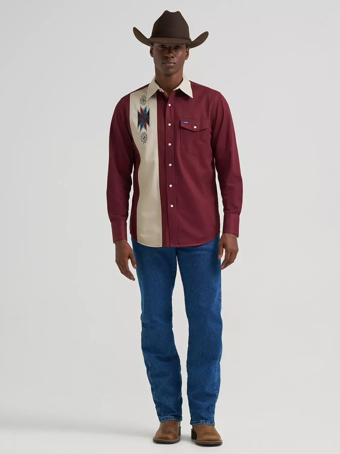 Wrangler Vintage-Inspired Contrast Band Snap Shirt 112382000