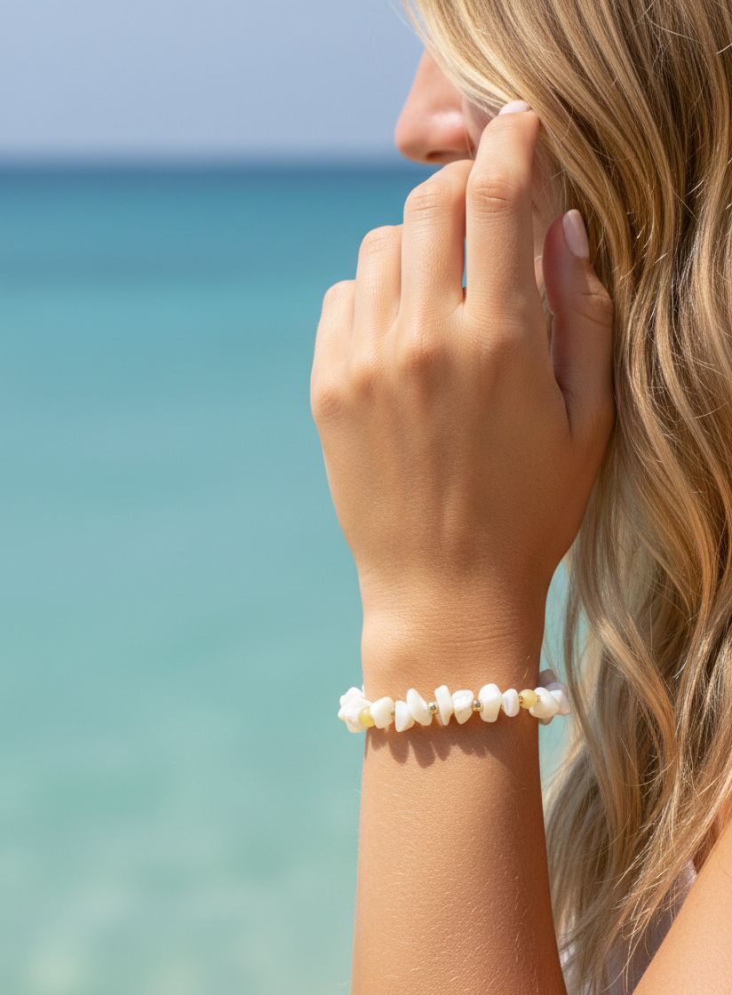 Bransoletka Shell &amp; Honey Agate