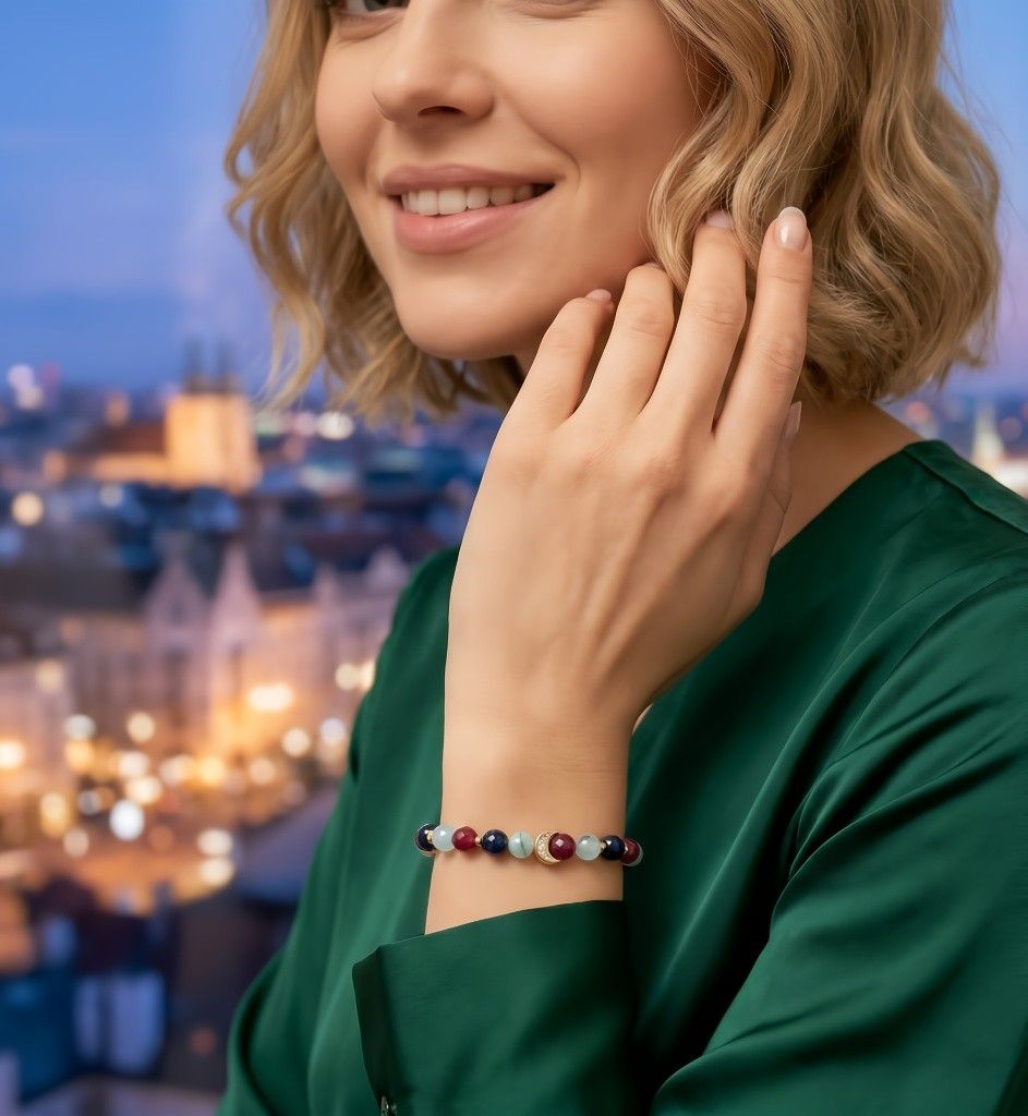 Bransoletka z naturalnych rubinów i agatów