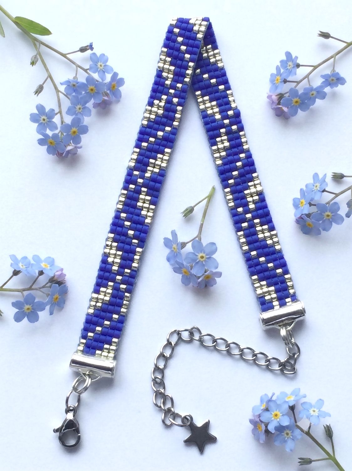Bransoletka Miyuki Floral Indygo