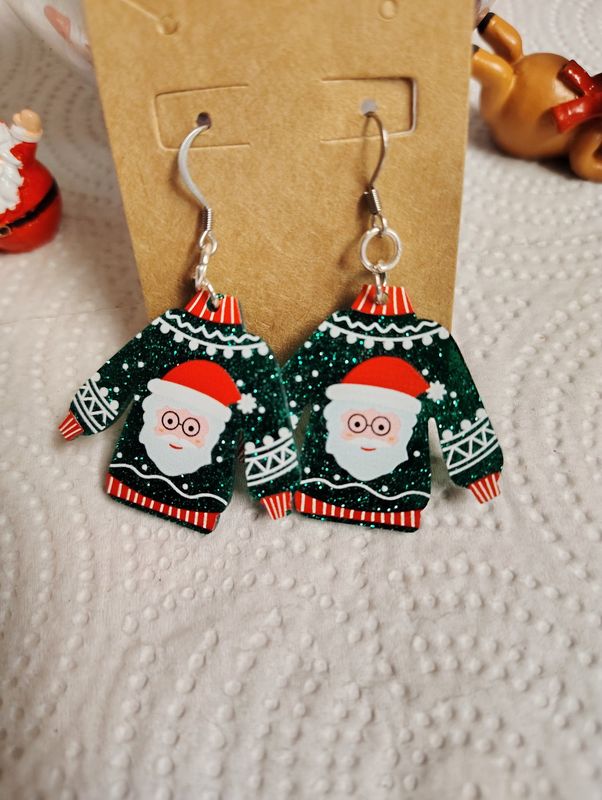 Ready to Sleigh Santa Ugly Christmas sweater earrings