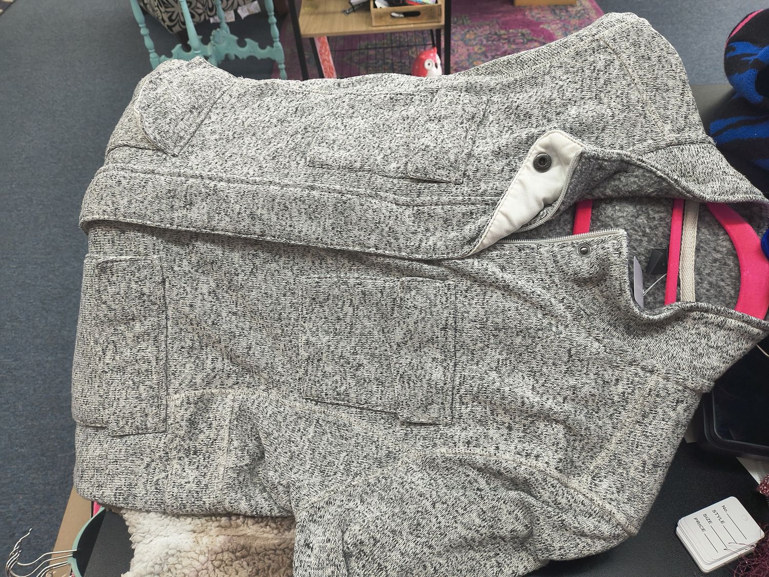 Eddie Bauer gray zip front knit jacket 2xl