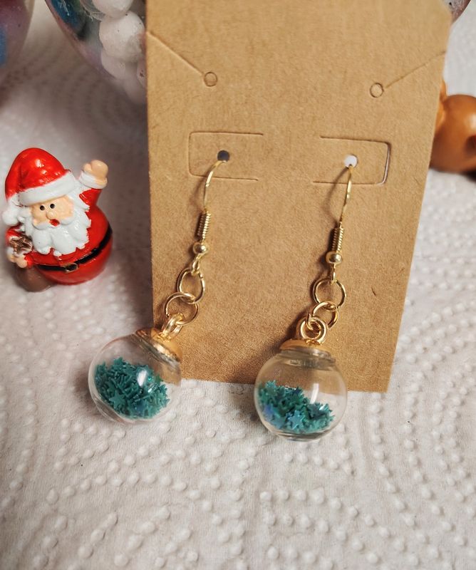 Seeing Stars green stars ornament earrings Christmas