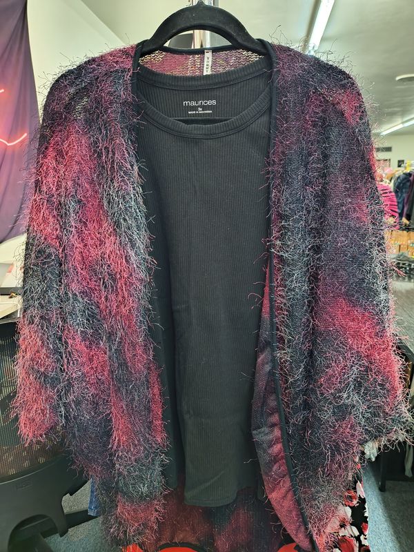 3x Yummy Plus fuzzy ombre dolman sleeve kimono