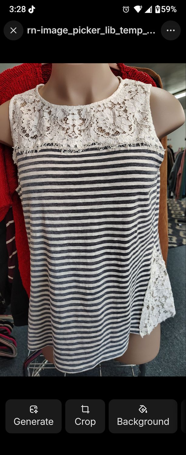Doe &amp; Rae striped sleeveless top with lace accents size 2x