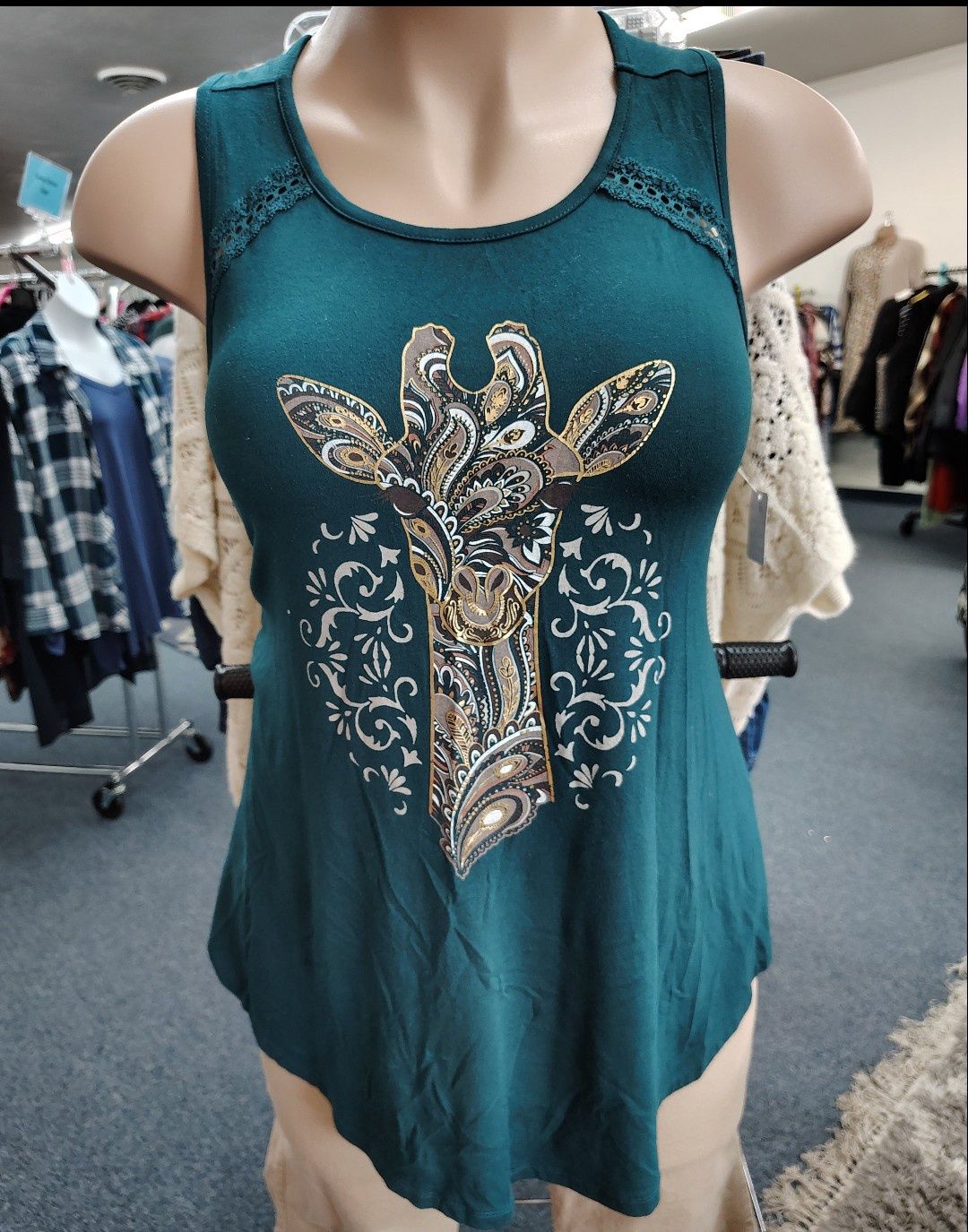 Torrid super soft knit teal giraffe tank top size 0x