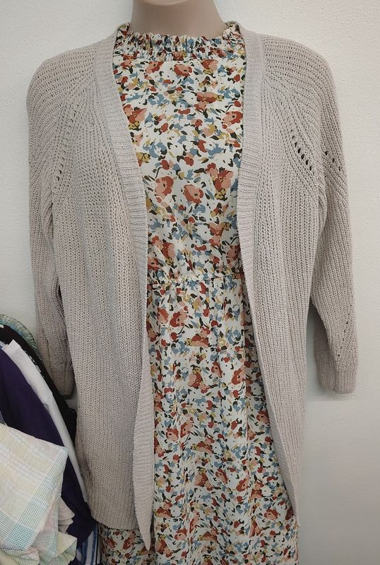 Beige Chenille cardigan longer length size XXL