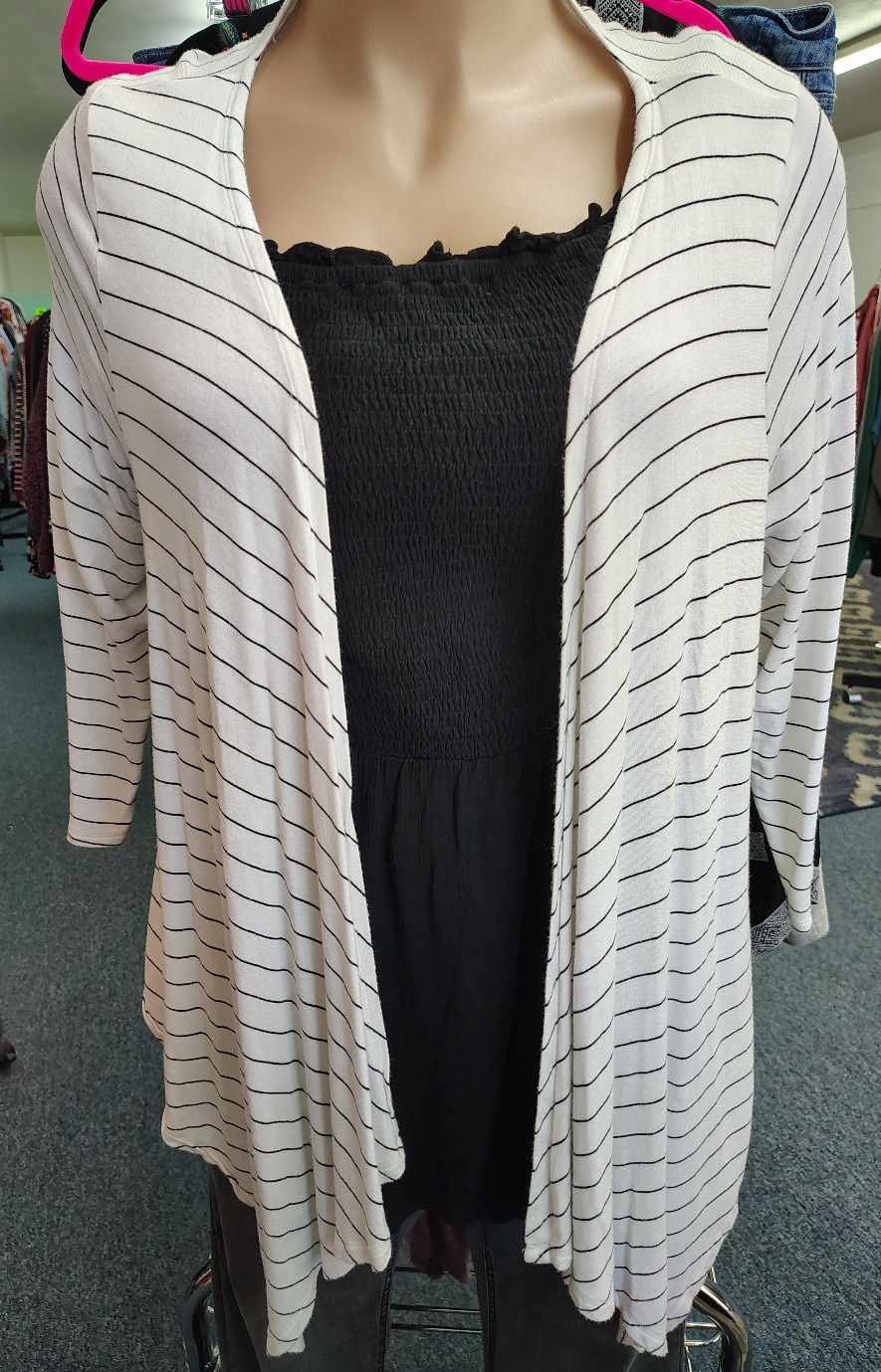 Tru Self white striped lightweight cardigan size 2x