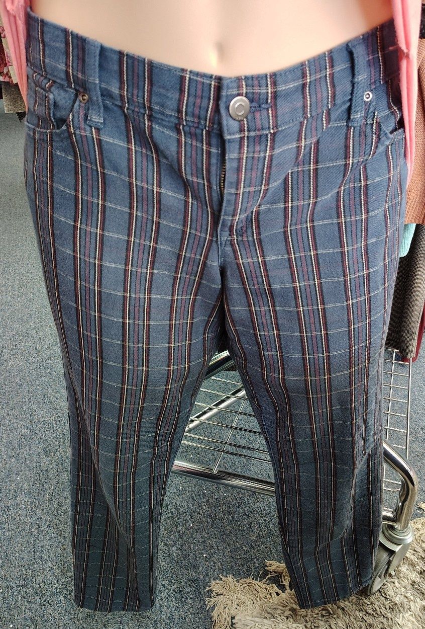 Gap 1969 Always Skinny plaid retro jeans size 16