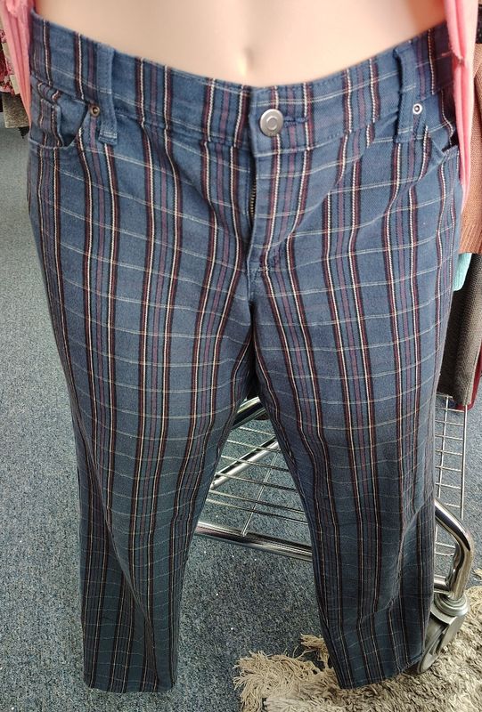 Gap 1969 Always Skinny plaid retro jeans size 16