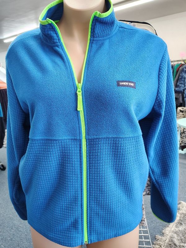 Land's End blue zip front fleece sweatshirt size xl