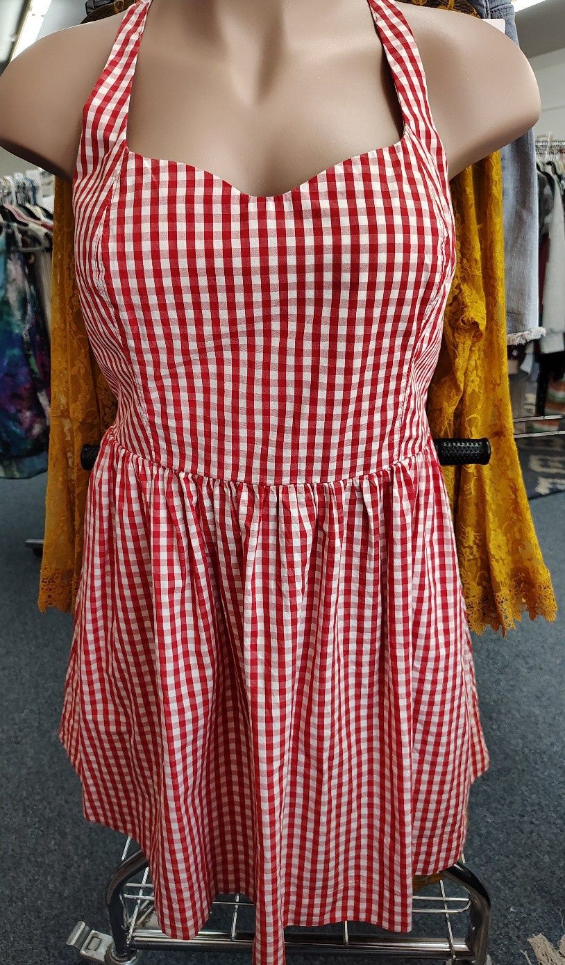 Old Navy NWT red and white plaid pinup dress size xxl