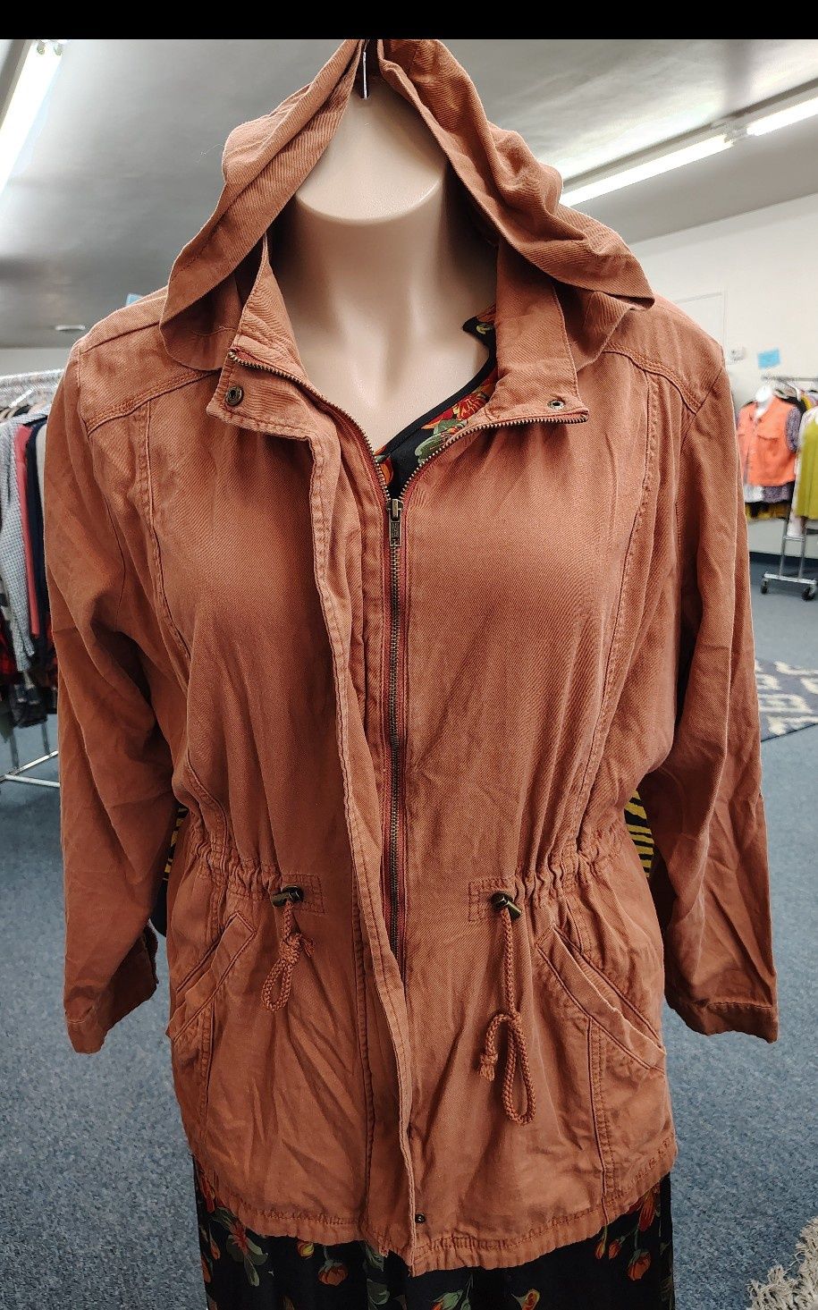 Maurices rust orange hooded canvas jacket size 4x