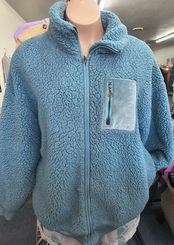 XXL Victorias Secret On Point blue sherpa zip front jacket sweatshirt