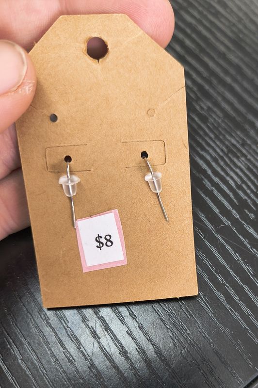 "Sucker for You" Red striped delicate tiny lollipop earrings