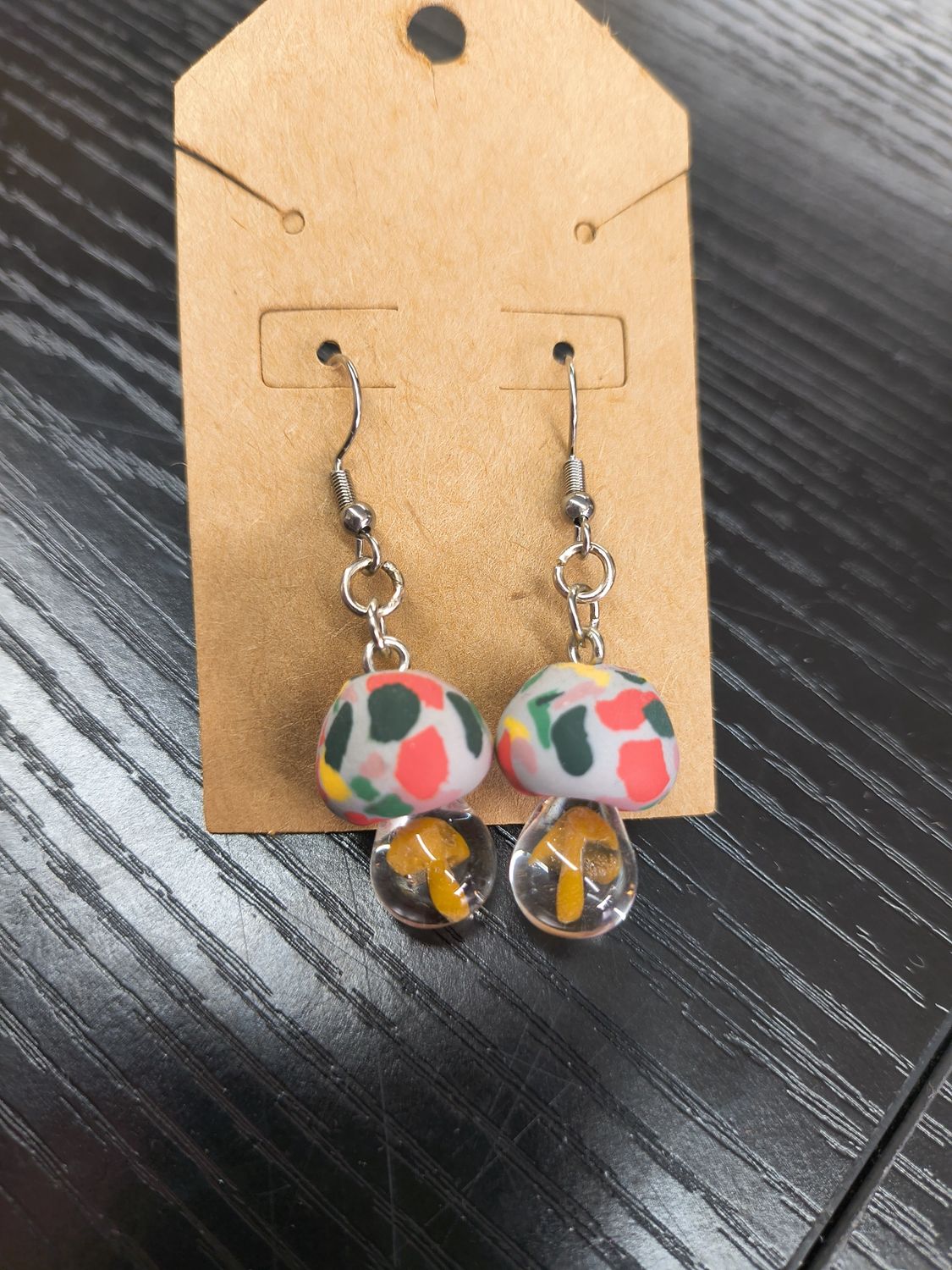 "You Grow Girl" Multicolored mushroom handmade earrings