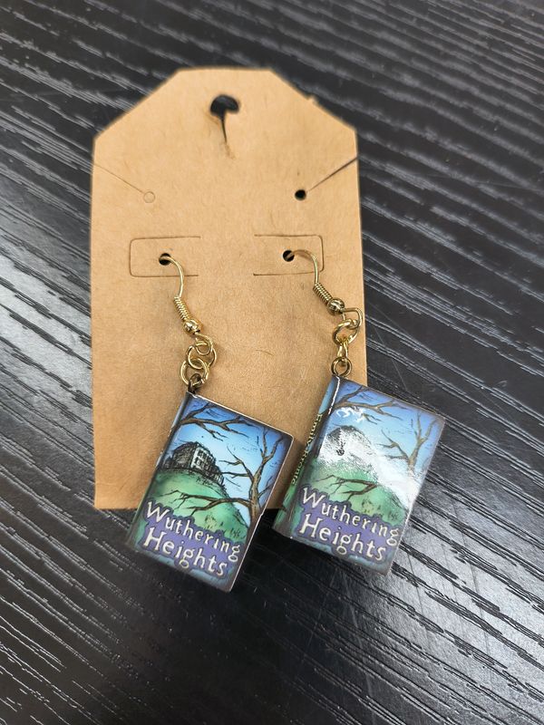 Steamy Reading Wuthering Heights book handmade earrings