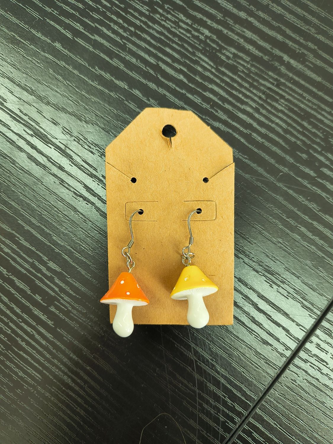 "Mooshroom" Handmade mushroom earrings yellow and orange