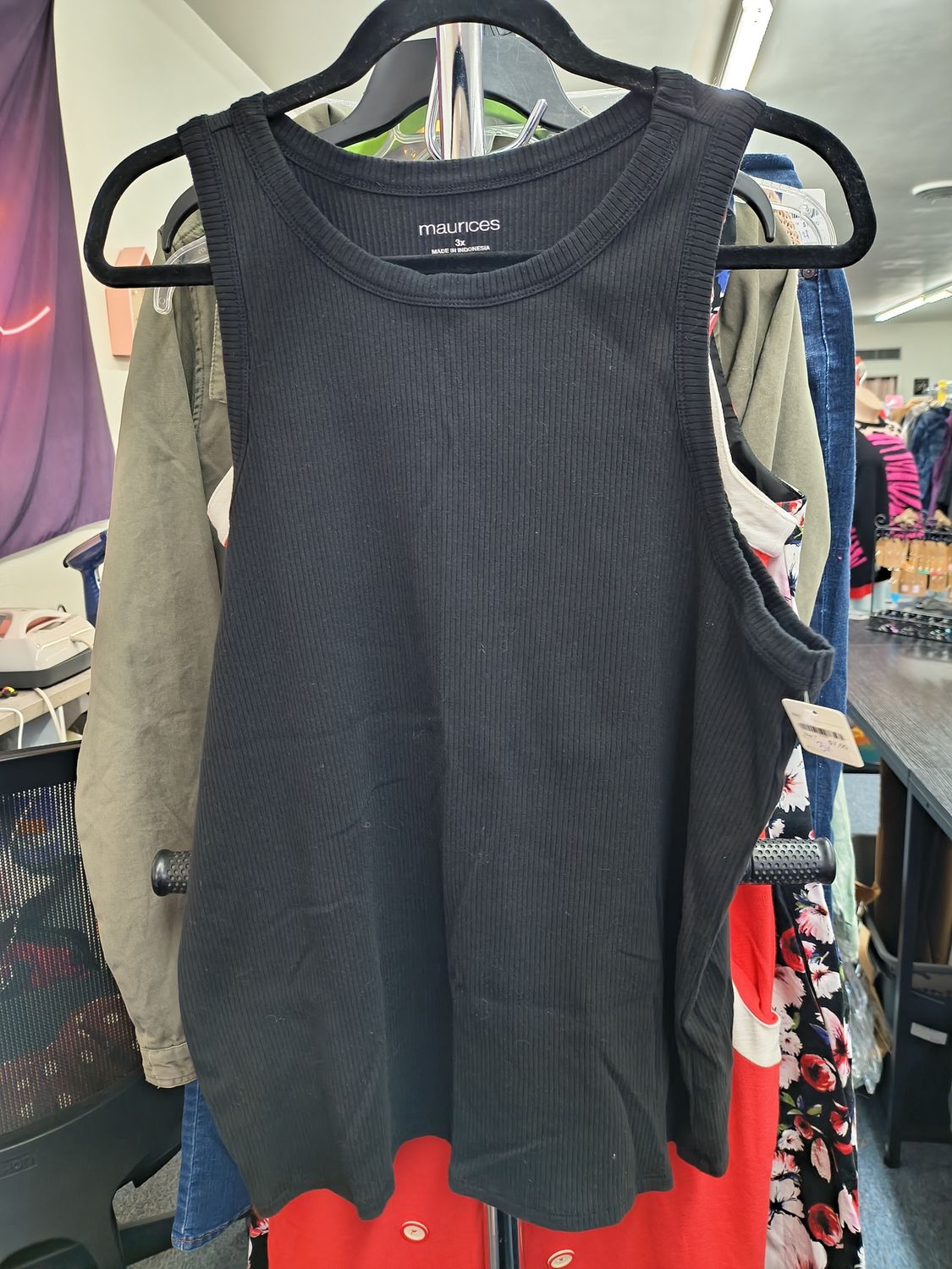 3x Maurices black ribbed high neck tank top