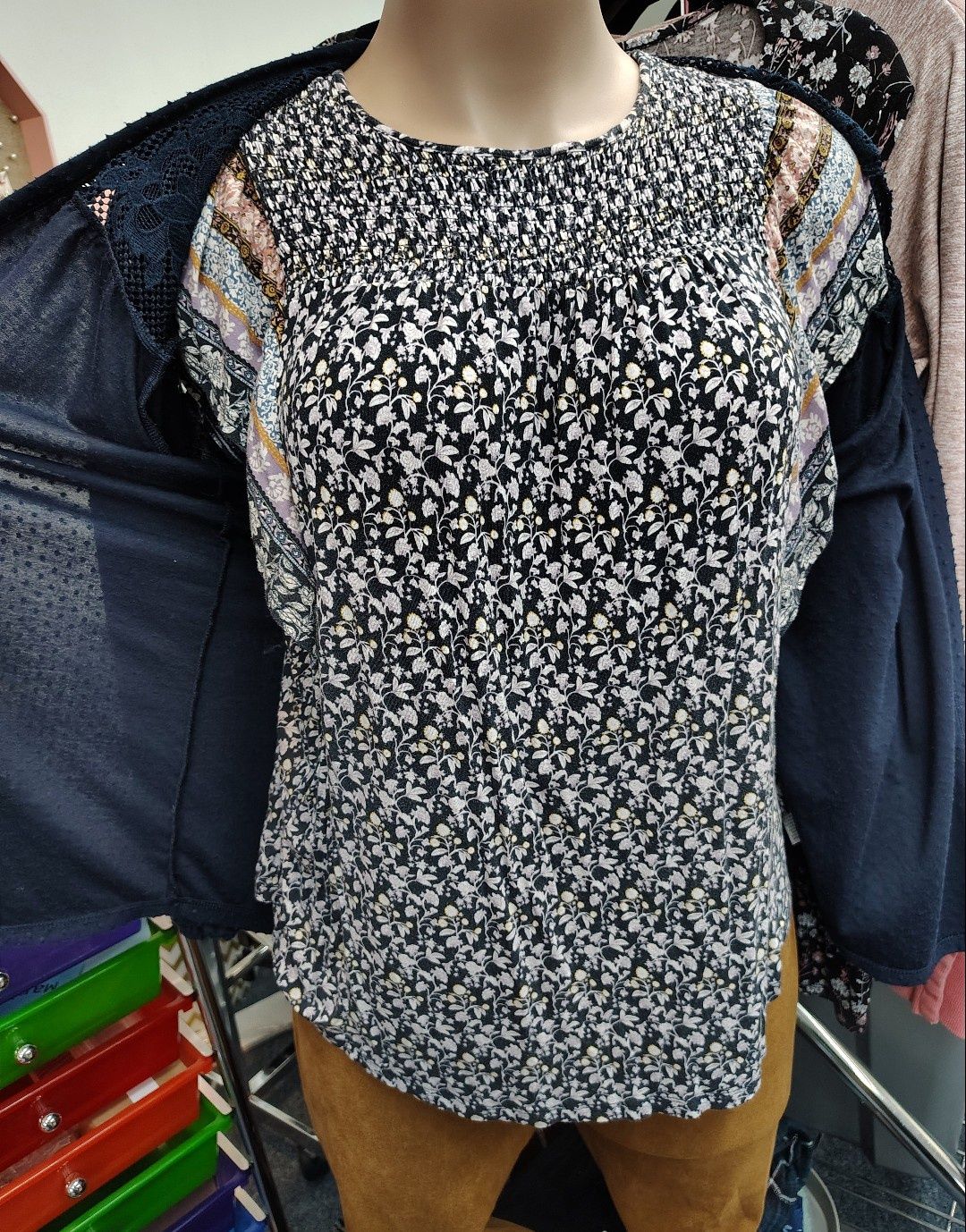 Maurices 2x flutter sleeve floral knit top