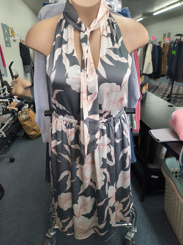 XL Ryegrass NWT floral gray and pink sleeveless dress