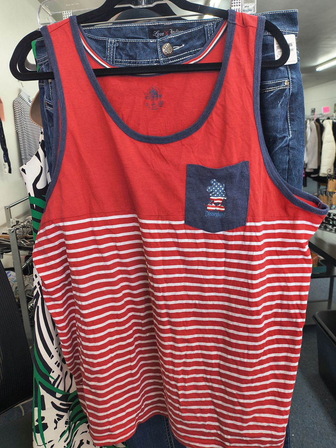 XXL Disney Mickey Mouse striped Americana tank top