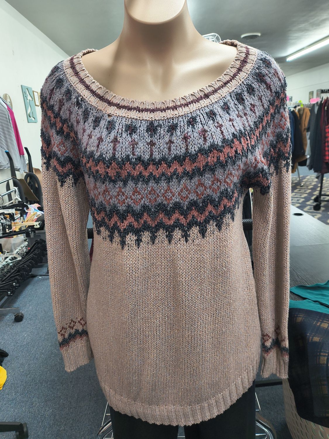 3x Maurices fair isle pink tunic sweater