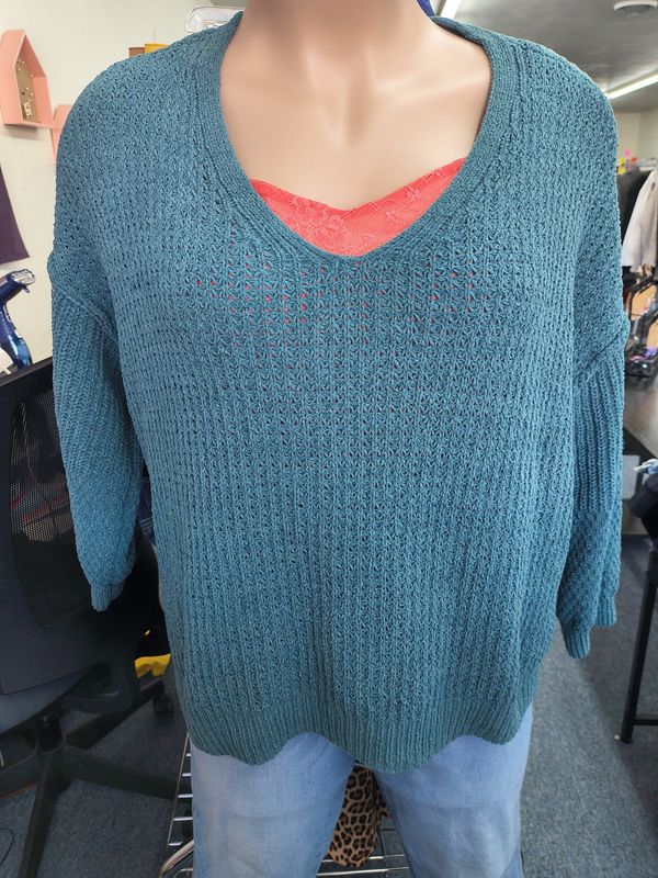 2x Maurices teal dolman sleeve chunky sweater