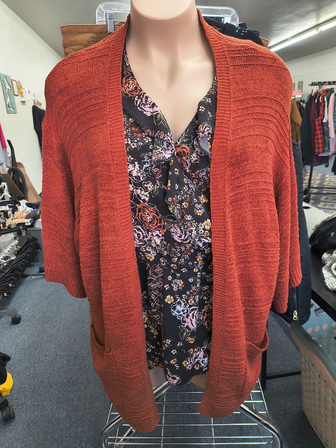 XXL Old Navy orange cardigan sweater