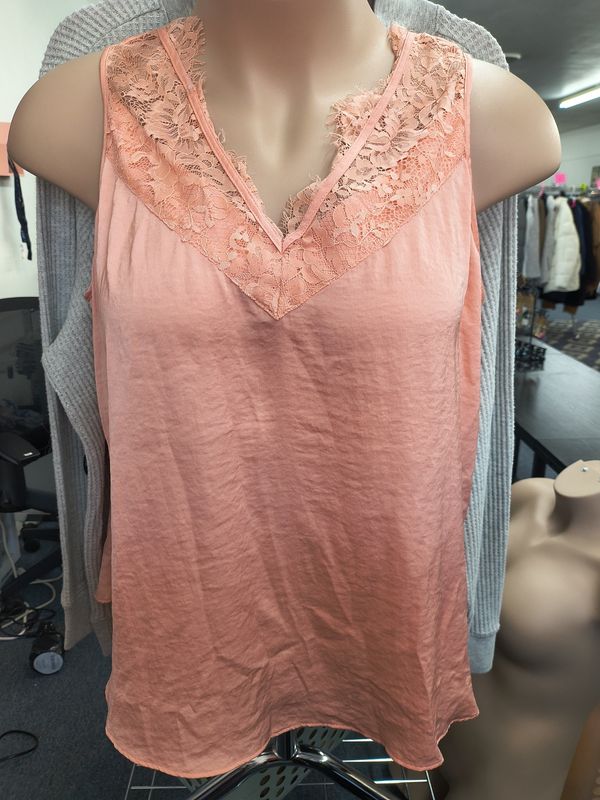 2x Cato pink lace trim dressy tank top