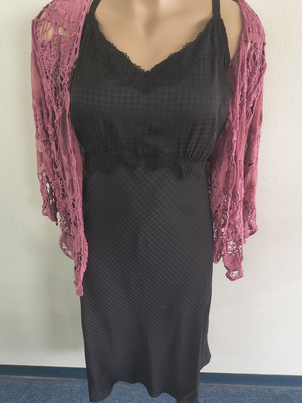 1x/2x Indigo Thread pink lace kimono coverup fits 1x-2x